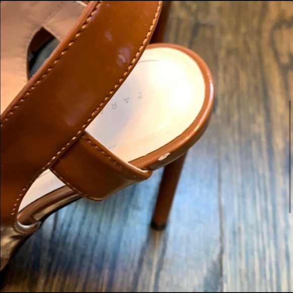 Zara Brown Patent Sling Back Heels - Picture 4 of 5